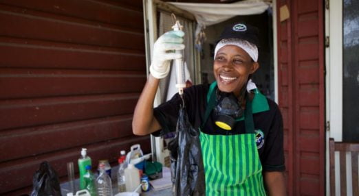 Jovita Masanyika weighing some of the soap she has just made.. Jovita set up and now runs a soap making business selling a variety of soaps from shampoo to disinfectant. She attended MKUBWA enterprise training run by the Tanzania Gatsby Trust in partnership with The Cherie Blair Foundation for Women.