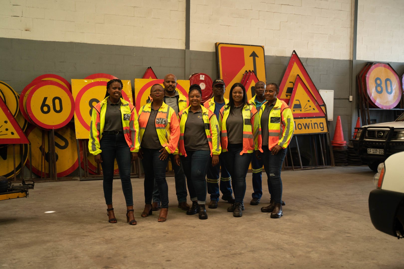 Mampho Sotshongaye, Founder and managing director of Golden Rewards 1981, poses for a photo with her team in Cape Town, South Africa, on 7 February 2022. The Cherie Blair Foundation for Women continues to help release the potential of women entrepreneurs in low and middle income countries and close the global gender gap in entrepreneurship.
