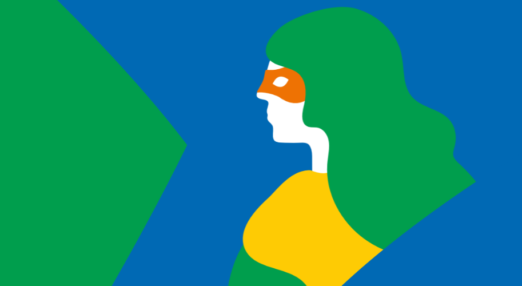 woman wearing superhero cape and mask