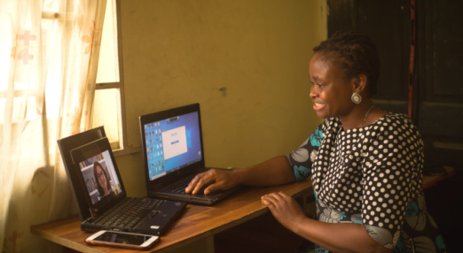 Odunayo Anyibuofu speaks to her mentor Mireille Wehbe Hayek via video call