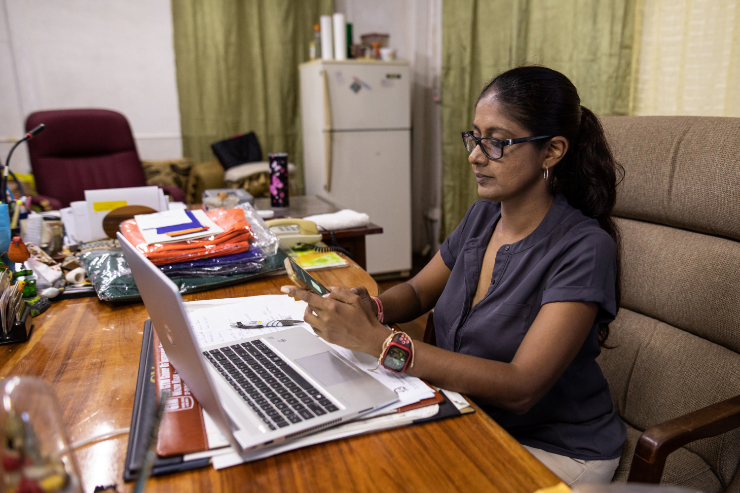 Upasna Mudlier uses the HerVenture app at Denmor Garments