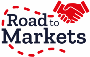 The words Road to Markets with a graphic of two hands shaking 