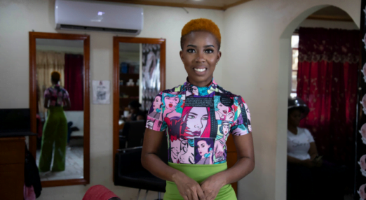 Latoya Rigby, Owner, Inspired Beauty Salon, Guyana poses for a portrait in her salon.
